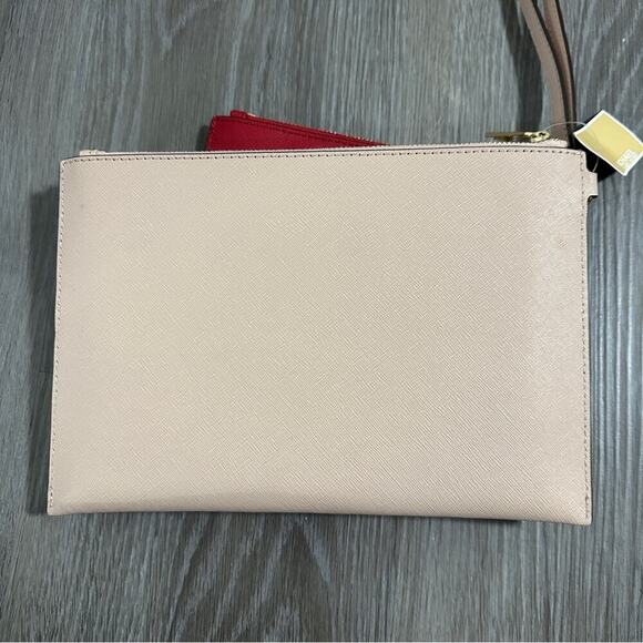 Michael Kors Jet Set Travel Trio 3 in 1‎ Wristlet in Nude/Magenta Pink/Red NWT - Picture 5 of 9